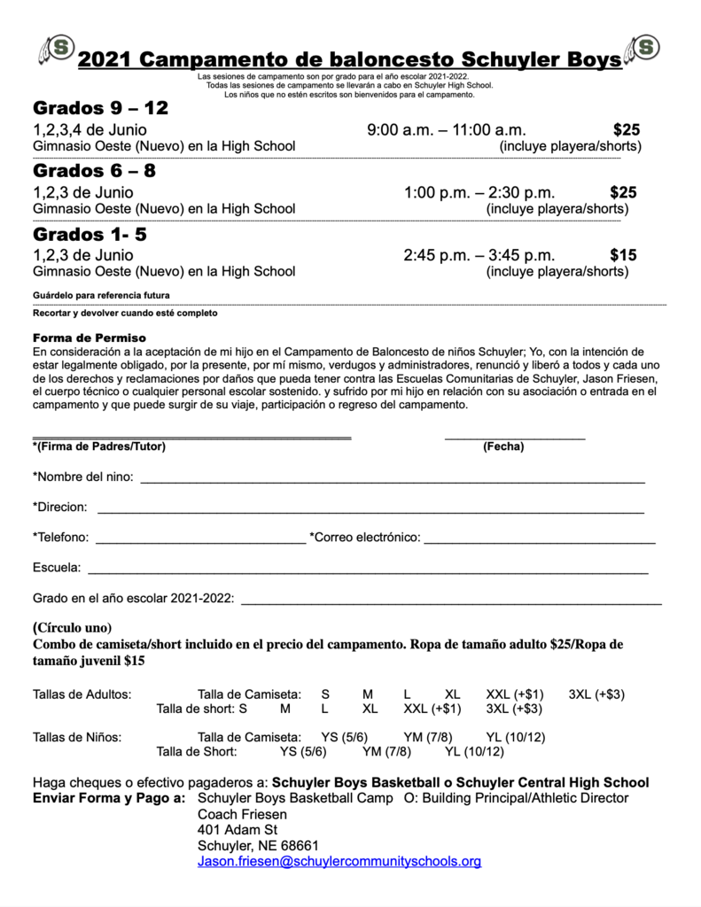 2021 Boys Basketball Summer Camp ๐