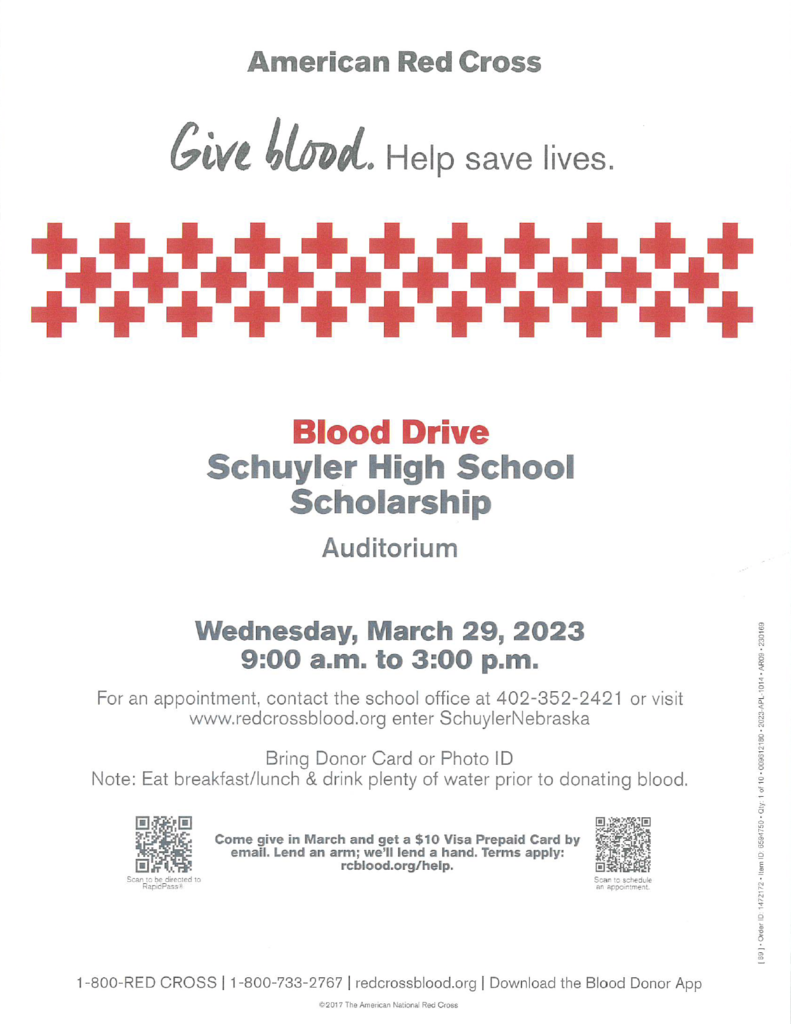 Schuyler High School Blood Drive