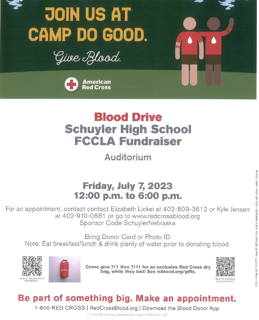 SCHS Blood Drive 7/7/23